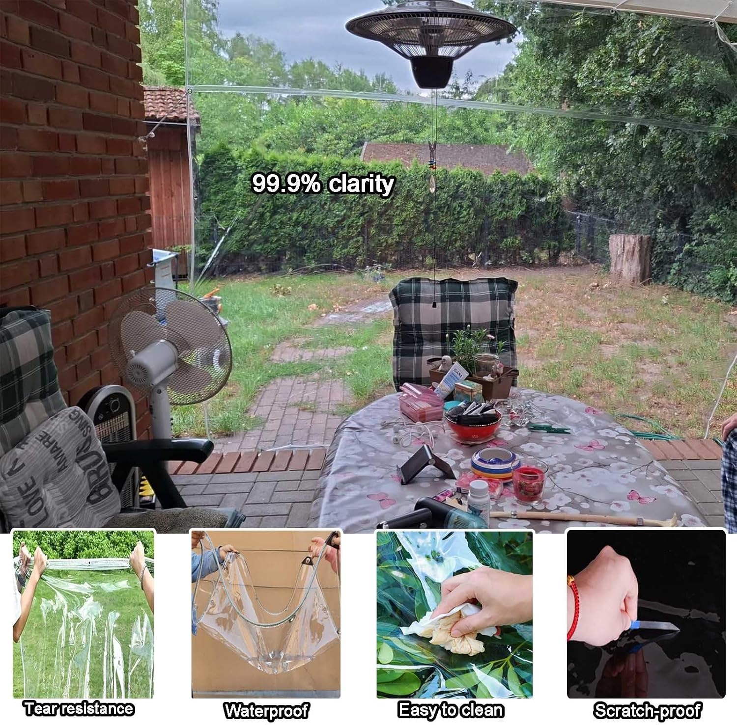 Clear Tarps Heavy Duty Waterproof 5x7 8x10 10x12 12x20' Outdoor Garden Rainproof Covering with Grommets15.75 Mil Thick Poly Tarpaulin Tear Resistant for Greenhouse Plant(11x16 FT)
