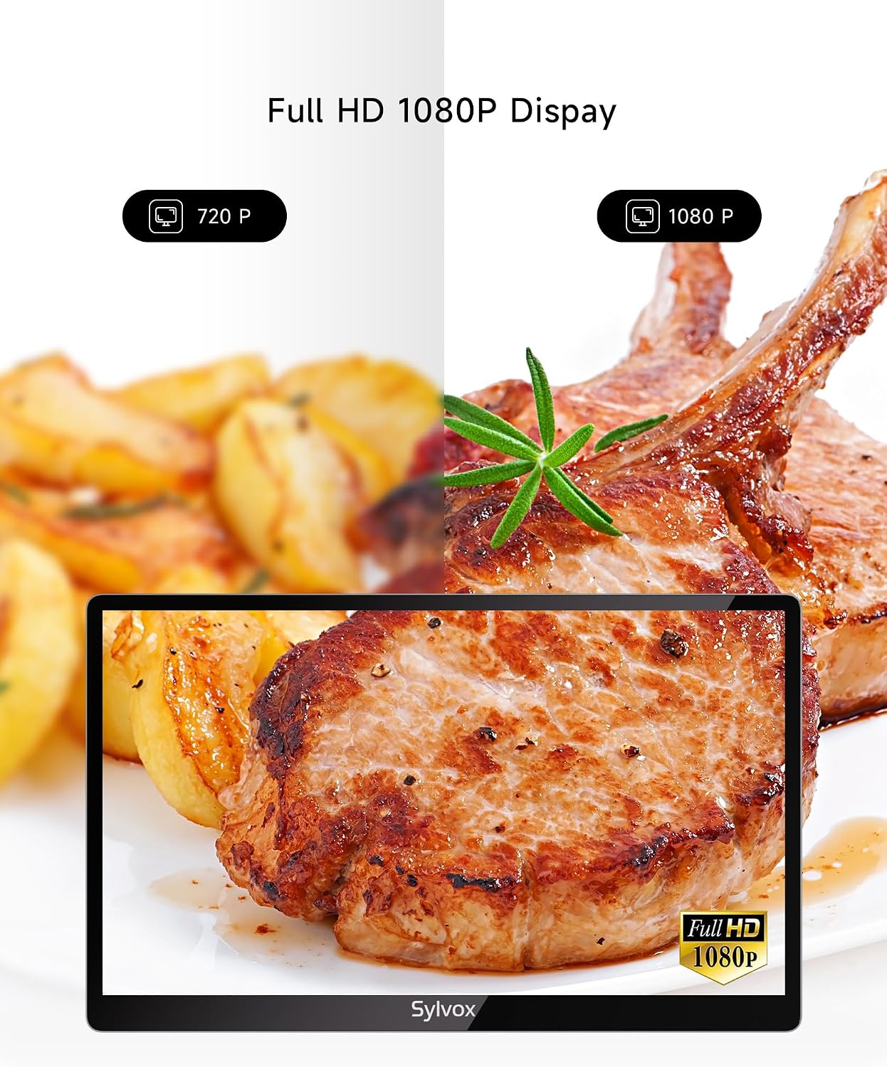 SYLVOX Kitchen TV, Small Smart TV for Kitchen, 15.6 inch 1080P Full HD Under Cabinet TVs, Google Smart Television with Voice Remote Control WiFi Bluetooth Chromecast 2 Speakers, Compact & Foldable