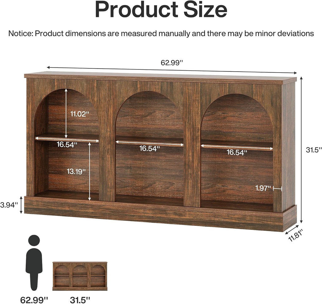 Tribesigns TV Consoles with Storage Cabinets, Television Stand for 55/60/65 Inch TV, Farmhouse Media Entertainment Center Stand for Living Room, Dark Brown