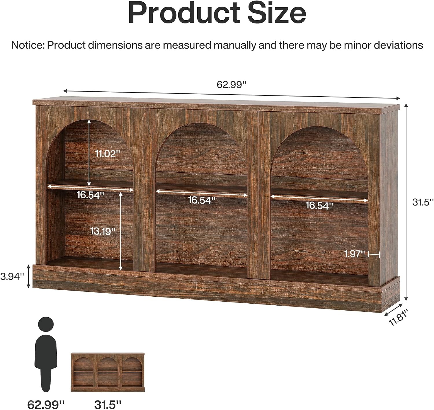 Tribesigns TV Consoles with Storage Cabinets, Television Stand for 55/60/65 Inch TV, Farmhouse Media Entertainment Center Stand for Living Room, Dark Brown