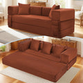 Convertible Sofa Bed,5-in-1FoldIing Couch Bed with Removable Armrests,Modular Futon Sleeper Sofa in Box with Pull Out Beds,Compression Boneless Couch for Living Room,Orange