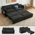 CAPCAEK 72' Futon Sofa Bed King Size, 3-in-1 Pull Out Couch Convertible Sleeper Sofa with USB Ports and Side Pocket, Modern Corduroy Loveseat Couch for Living Room,Small Space,Apartment,Bedroom,Black