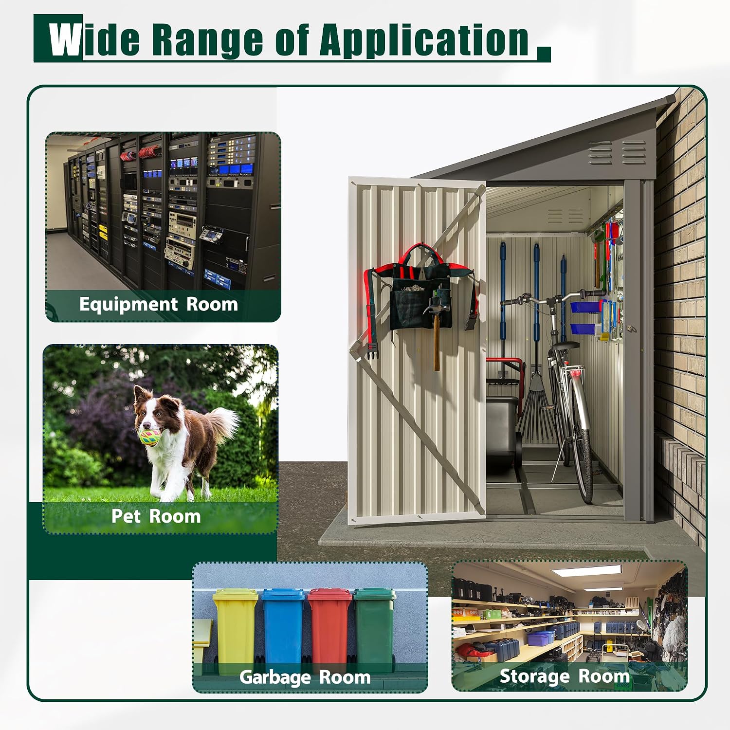 YOPTO 4×8 FT Lean to Metal Shed,Outdoor Heavy-Duty Storage Shed with Floor Base,All Weather Waterproof Garden Tool House W/Lockable Door&2 Air Vents,Reversible Door Design,for Backyard,Patio,Lawn,Gray