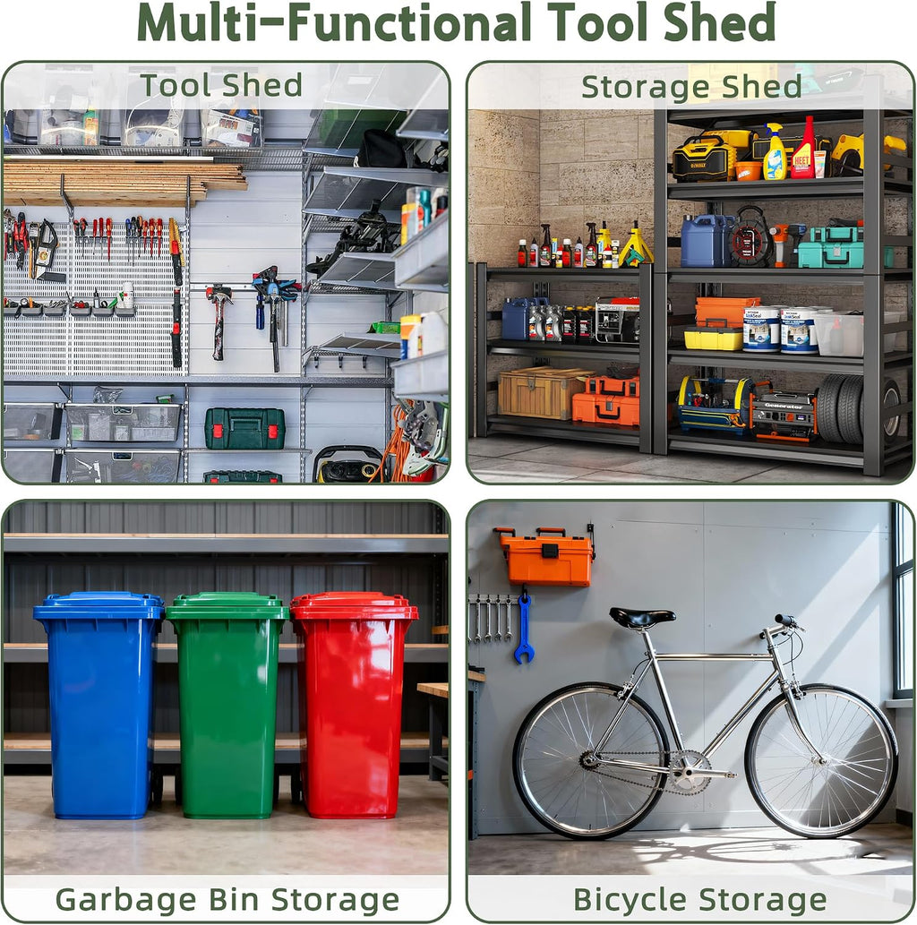 6X6 FT Plastic Outdoor Storage Shed, Double Door Tool Shed with Vent, Lockable Door with Key, Storing Patio Furniture, Gardening Tools, and Bicycle Accessories