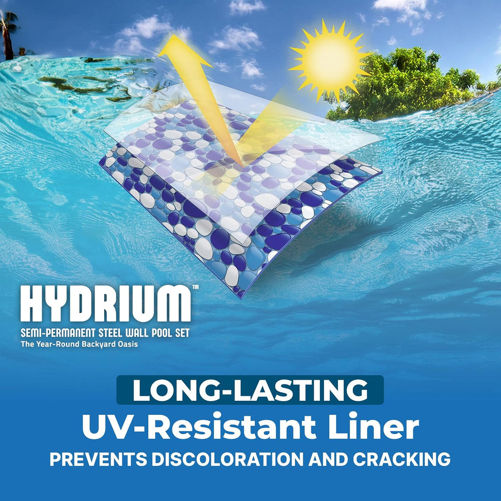 Bestway Hydrium 18' x 52' Above Ground Pool, Round Steel Side Wall Frame Outdoor Swimming Pool Set with Sand Filter Pump, Ladder & Accessories