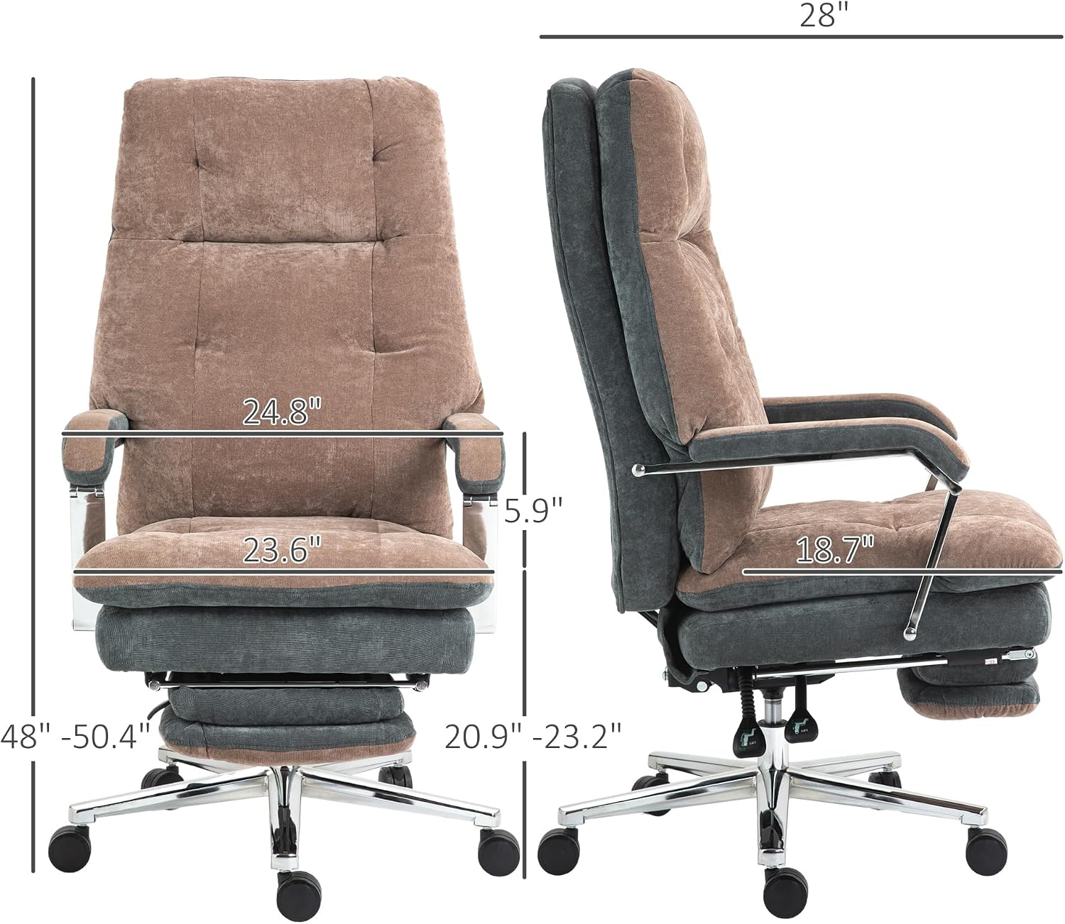 Ergonomic Office Chairs for Adults, Big and Tall 400 lbs Gaming Desk Chair, High Back Reclining Computer Chair with Footrest, Comfortable Swivel Rolling Wheels Chair for Home Office Bedroom Furniture,