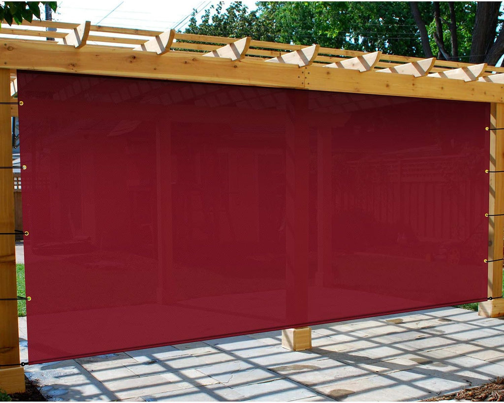 Windscreen4less 8' x 4' Universal Waterproof Replacement Shade Cover Canopy for Pergola Patio Privacy Shade Screen with Grommets on 2 Sides Includes Weighted Rods UV Block Red