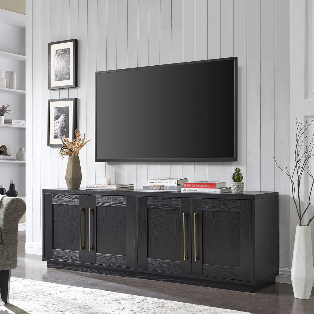 Henn&Hart Tillman Rectangular TV Stand for TV's up to 80' in Black Grain | Rectangular, for TV's, in Black Grain