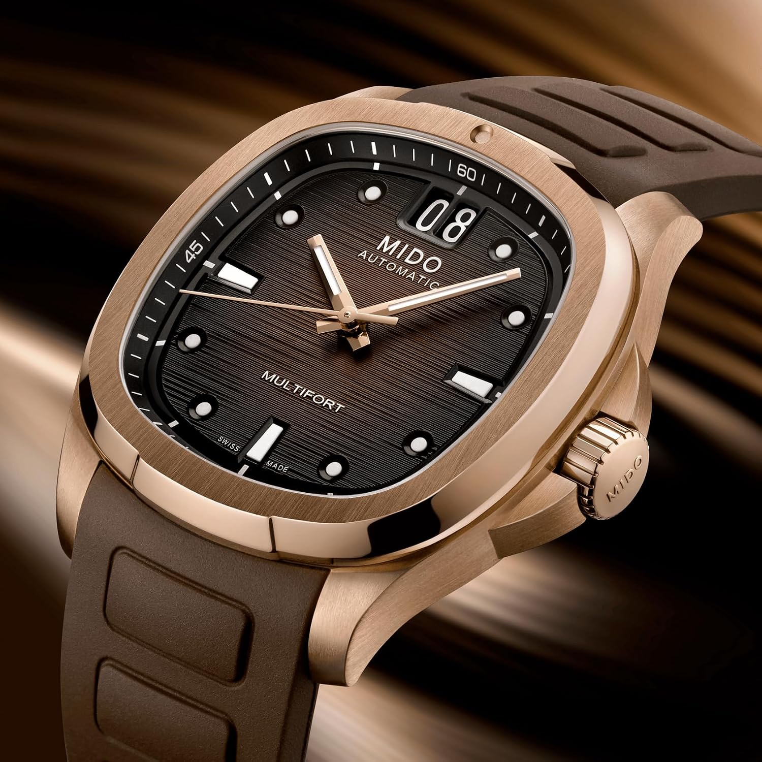MIDO Multifort TV Big Date - Swiss Automatic Watch for Men - 40mm Case with Transparent Caseback