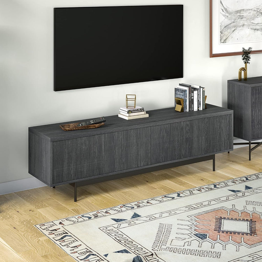 Henn&Hart Whitman, 70'' Rectangular TV Stand, Charcoal Gray