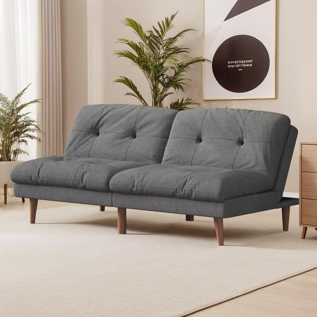 Homall Futon Couch, Modern Futon Sofa Bed with Adjustable Backrest, Convertible Sleeper Sofa Bed for Small Apartments, Loveseat, Office (Fabric, Grey)