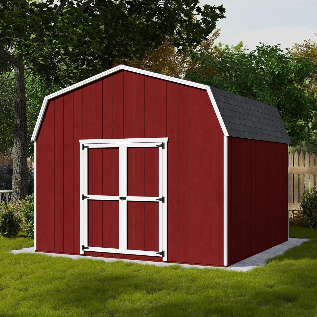 Little Cottage Co. 12x12 Value Gambrel Barn with 6 ft. Sidewalls with Floor, Outdoor Wood Storage Shed Do-It-Yourself Precut Kit