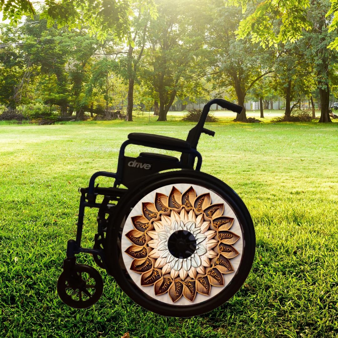 Designer Cover for Wheelchair Wheels, Waterproof, Enhances Aesthetics, Easy Install/Remove, Lightweight, (Woodland Blossom)