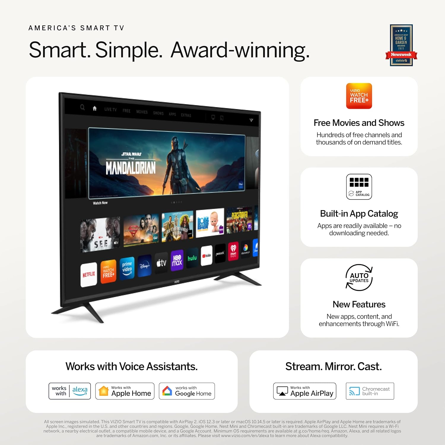VIZIO 24-inch D-Series Full HD 1080p Smart TV with Apple AirPlay and Chromecast Built-in, Alexa Compatibility, D24f4-J01, 2021 Model