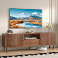 Oubayajia Mid Century Modern TV Stand for Televisions up to 70 Inches, with Sliding Doors and Storage, Television Stands, TV Consoles, Media Consoles for Living Room(Walnut-70inch)