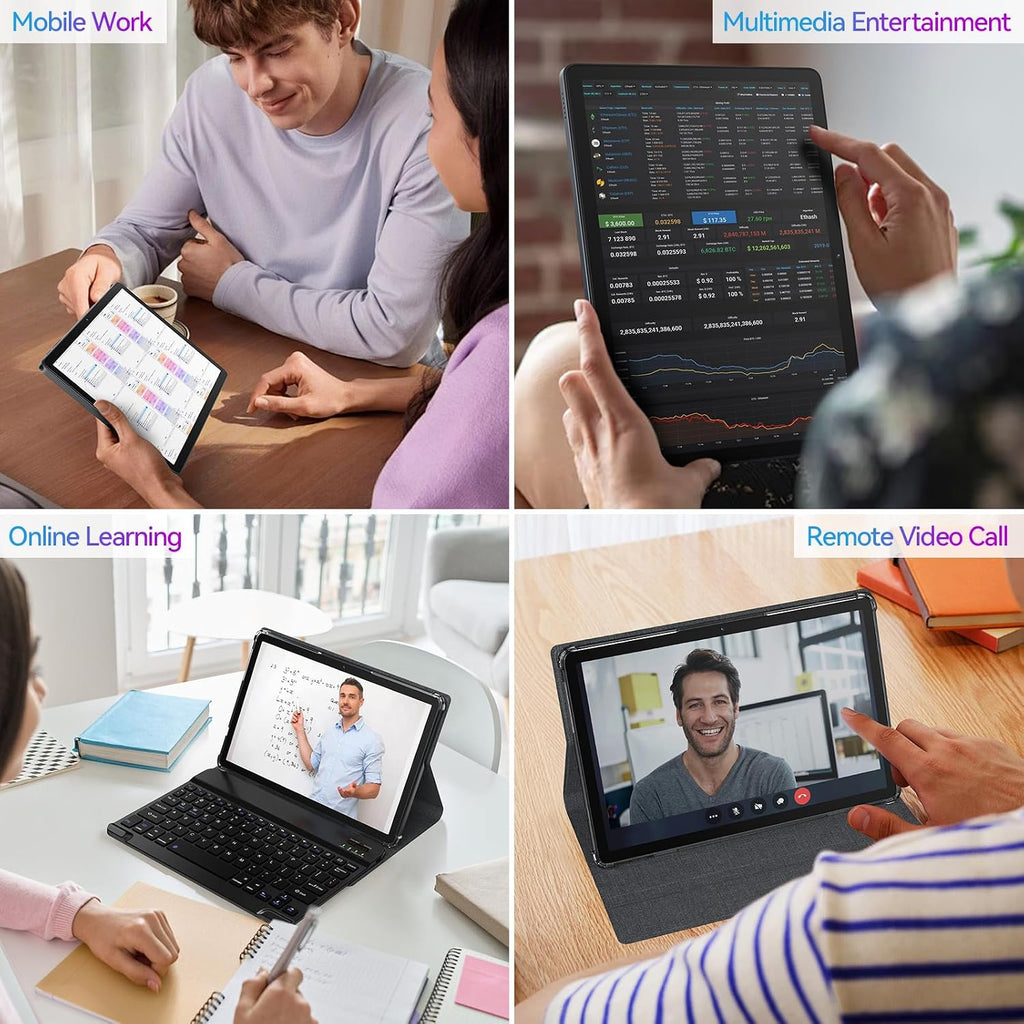 11 Inch-Android 15 Tablet 2026 Latest Update 16GB RAM 128GB ROM 1TB Expandion 5G WiFi Cellular 21MP Dual Camera Octa-core MTK8786.Gemini AI 2.0.Tablets with Keyboard,Mouse,protective film,Case-Gray