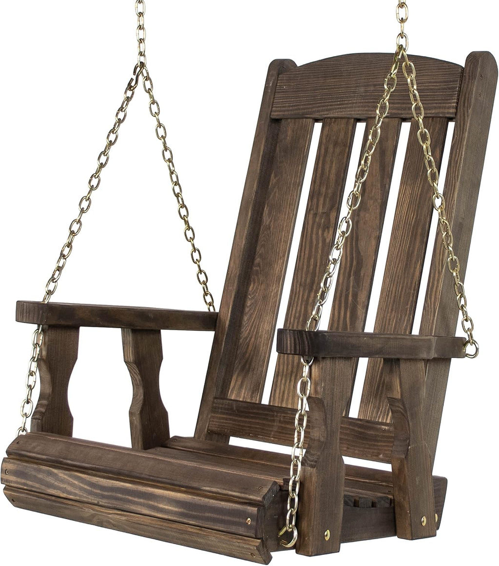 Amish Casual Heavy Duty Mission Pressure Treated Swing Chair (Dark Walnut Stain)