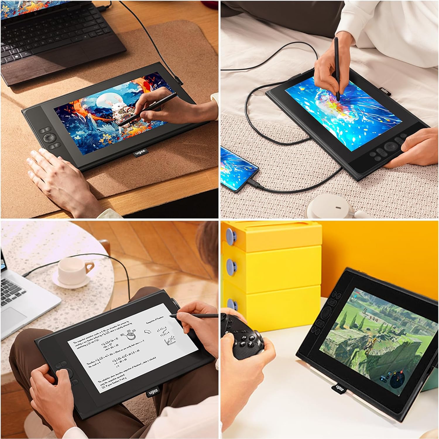 UGEE UE12 11.6 inch Drawing Tablet with Screen, Graphic Tablet with Full-Laminated Screen, 124% sRGB Color Gamut, Battery-Free Stylus & 8 Shortcut Keys, Drawing Pad Compatible with Windows/Mac/Android