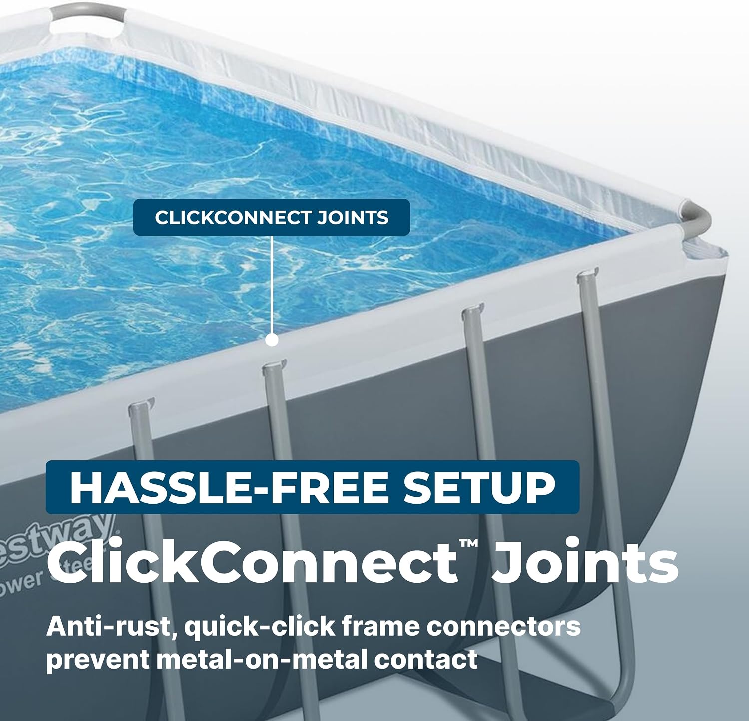 Bestway Power Steel 18' x 9' x 48' Above Ground Pool, Rectangular Metal Frame Outdoor Swimming Pool Set with Filter Pump, Ladder, and Cover