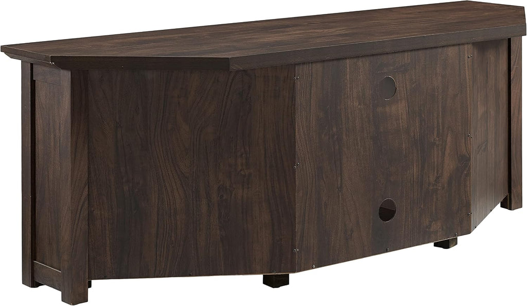 Crosley Furniture Camden Corner TV Stand for 65+ inch TVs, Entertainment Center with Storage Shelves, Dark Walnut