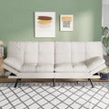 Opoiar 71' L Covertible Futon Sofa Bed,Faux Leather Futon Couch, Memory Foam Modern Loveseat Sleeper, Small Splitback Sofa Couches for Living Room,RV,Home Office,Apartment,White