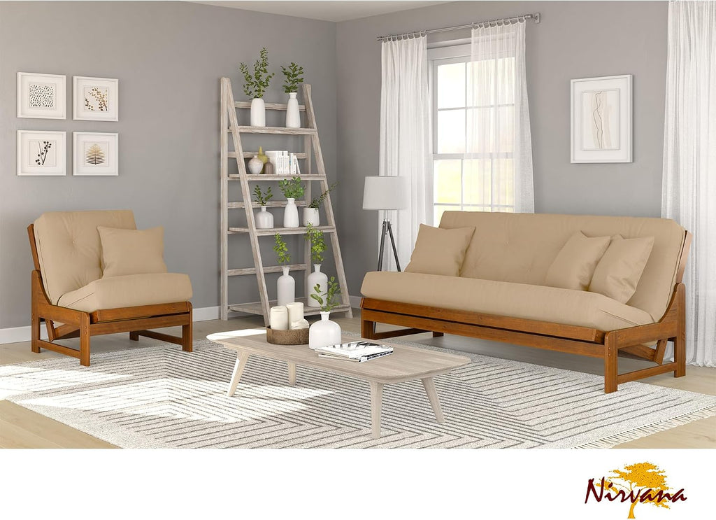 Nirvana Futons Arden Armless Style Chair and Sussex Khaki Microfiber Cushion Set
