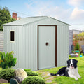 BNSPLY 6x5 FT Outdoor Storage Shed, Metal Garden Shed with Floor Frame, Tool Shed Outdoor Storage with Lockable Sliding Doors & Window & Air Vents, Storage House Waterproof for Backyard, Lawn, White