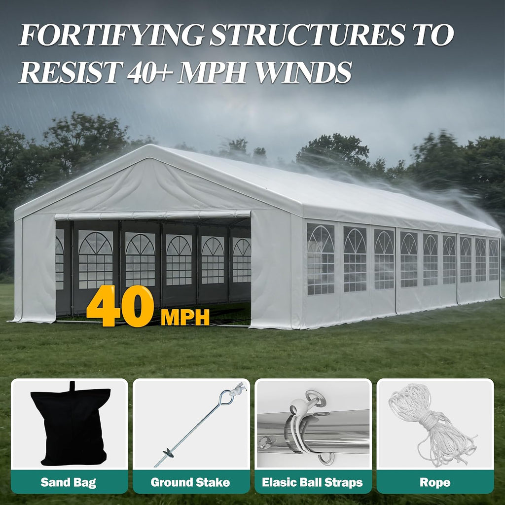 GARTOO 20' x 60' Canopy Party Tent & Carport - Heavy Duty Outdoor Wedding Gazebo with 4 Sand Bags, Event Shelter Canopy for Outdoor Event, Wedding, Birthday Party