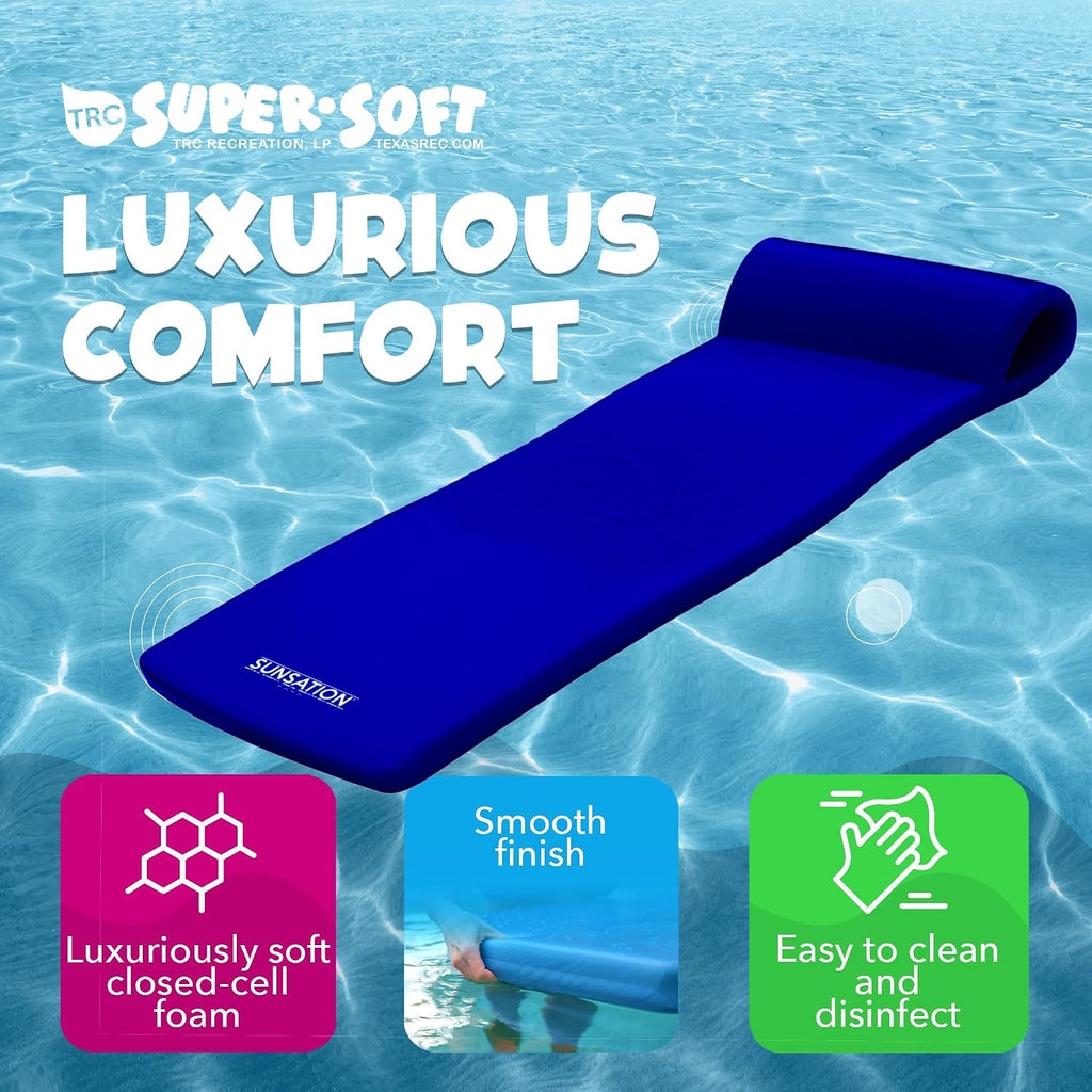 TRC Recreation Sunsation Thick Foam Pool Float Lounger w/Headrest for Lounging & Sunbathing in Swimming Pools, Beaches & Lakes