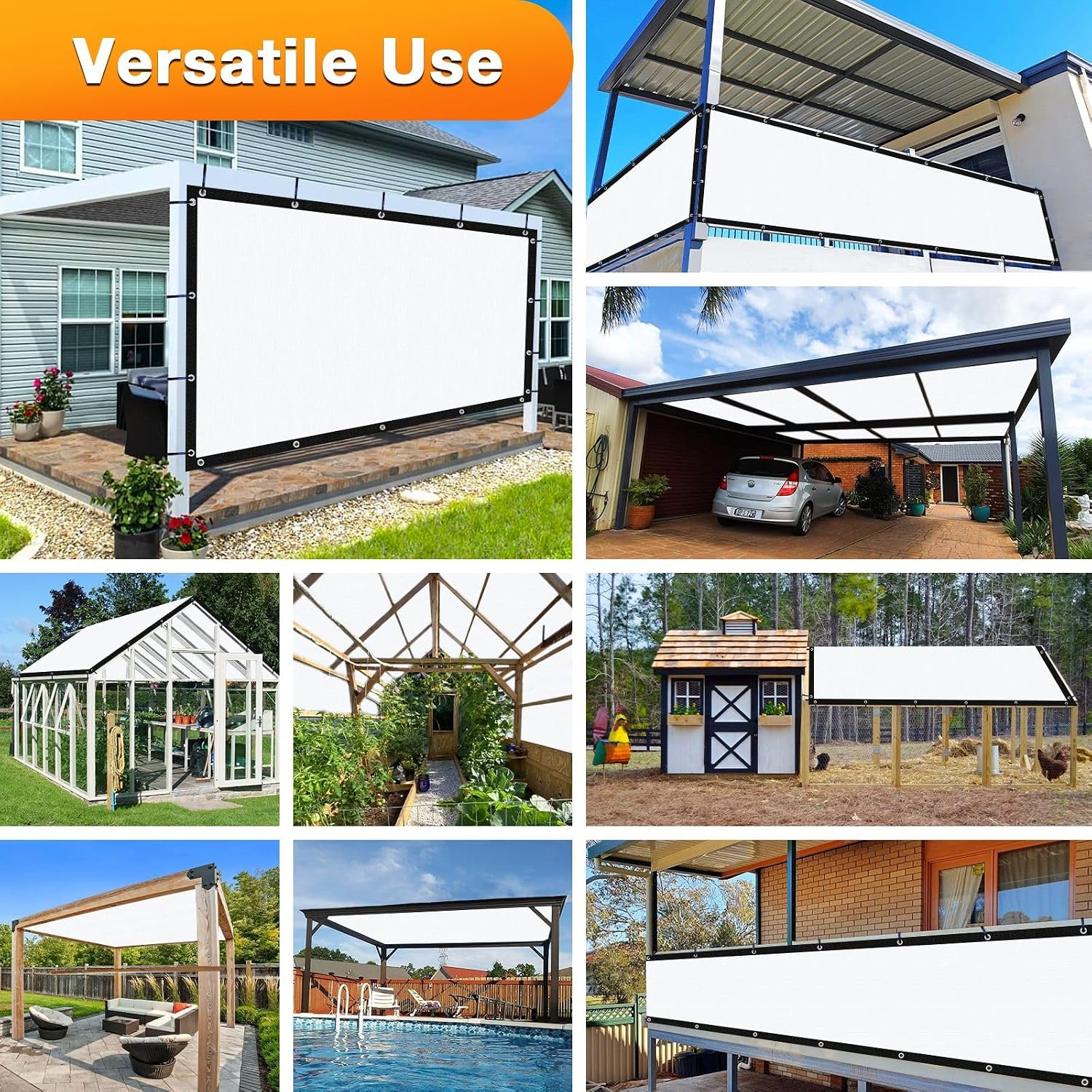 Artpuch Outdoor Pergola Shade Cover 14x20 FT Sun Shade Cloth with Grommets White Commercial Grade Patio Privacy Screen Shade Canopy (Customized Available) GN09