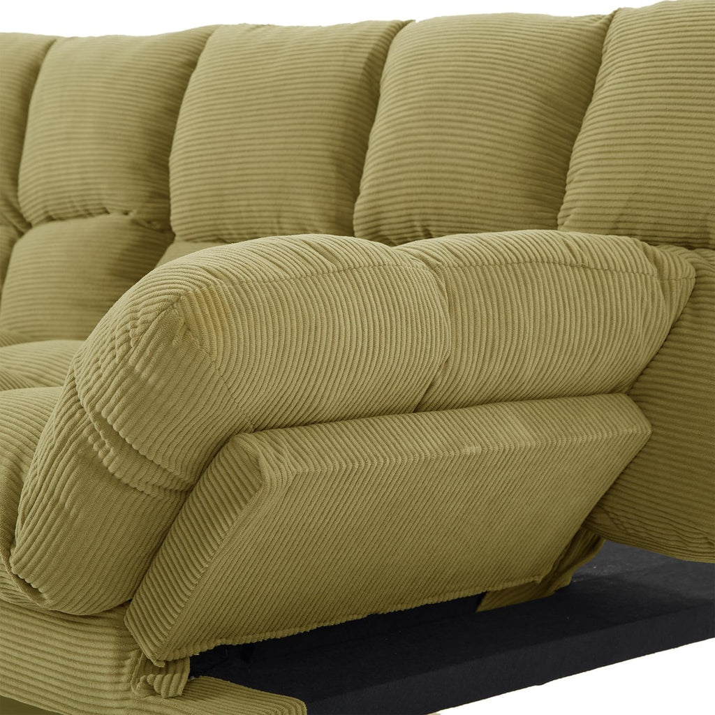 Modern Yellow Corduroy Convertible Folding Futon Couch Sofa Bed Adjustable Pillow Top Arm Memory Foam Couch Double Loveseat Sofas for Compact Living Space, Apartment, Bedroom (67.3' Yellow)