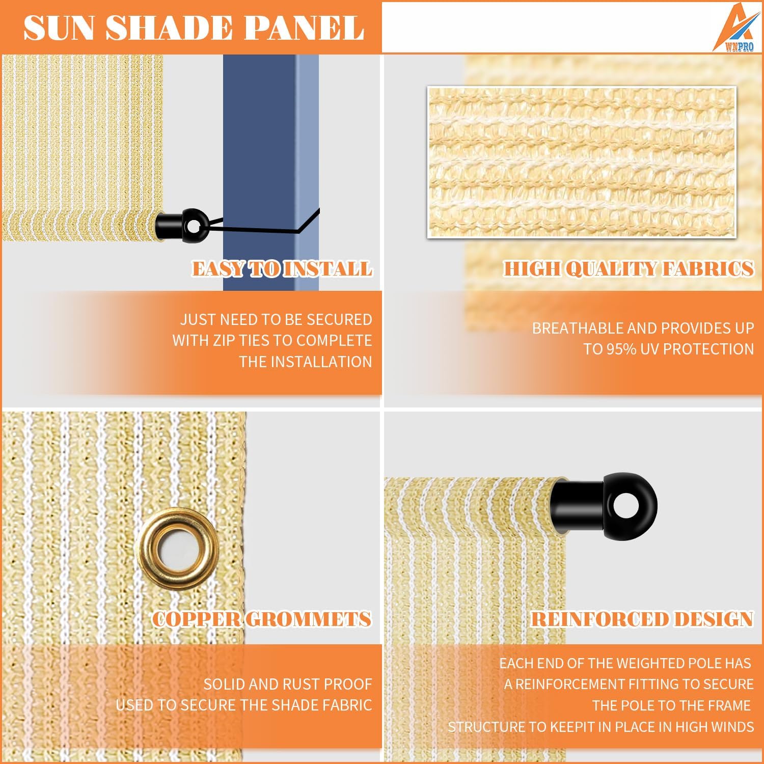 11' x 4' Pergola Shade Cover Replacement Canopy with Weighted Rods & Grommets UV Block Sun Shade Cloth for Outdoor Patio Deck Porch Backyard Gazebo, Beige, Customized Size