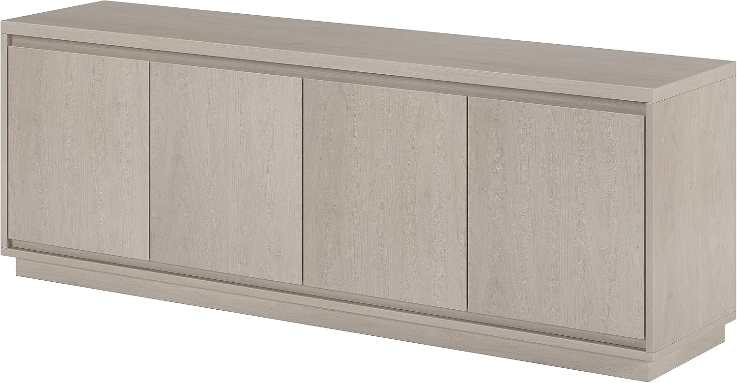 Henn&Hart TV Stand for TVs up to 75'' with 2 Concealed Storage Cabinets and Adjustable Shelves for Living Room, Family Room, or Office, Alder White
