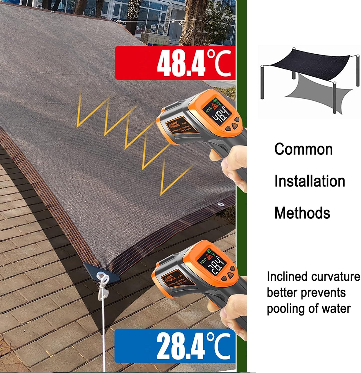 Garden/Patio Shade Cloth for Plants,Pergola Canopy, Sun Shade Sail, Breathable Awning Roof, for Patio, Backyard, Gazebo, Deck and Plant Heat Protection(10x16m/32.81x52.49ft)