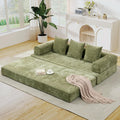 Deolme 3 in 1 Convertible Futon Sofa Bed, Modern King Size Chenille Loveseat Sleeper Sofa Folding, 3-Seater Foldable Lounger Couch Bed for Living Room, Bedroom Guest Room (Green, 3 Throw Pillows)