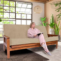 Foamma Memory Foam Futon Mattress, Double-Sided Foldout Couch Futon Mattress, 6' x 54' x 80' Full XL (Beige), Corduroy Fabric - Heavy Duty Sofa Bed, Thick Corded Cushion (Frame NOT Included)