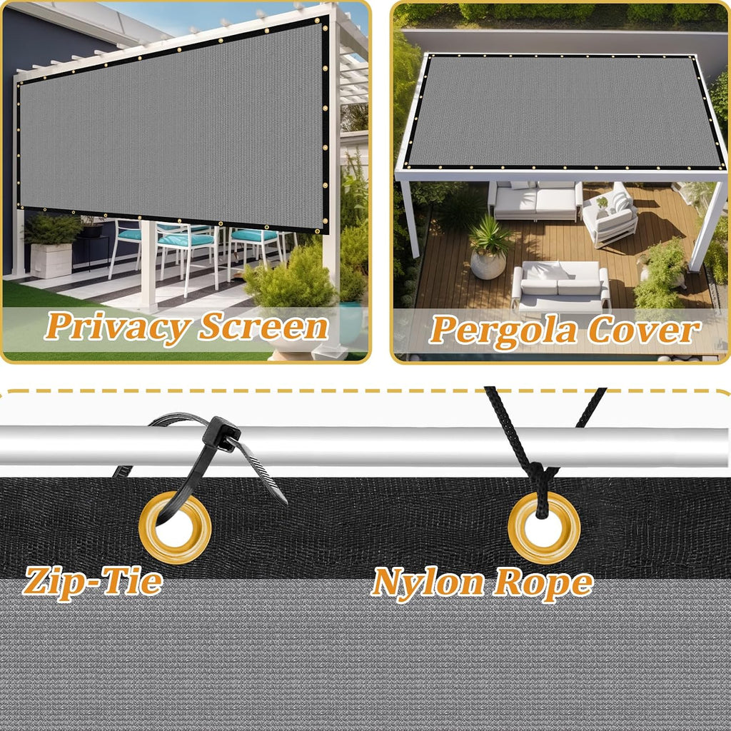 Shade&Beyond Customized Size 14' X 20' Shade Cloth with Grommets, 90% UV Protection UV Protection Mesh Tarp Sun Screens for Patio GN01, Light Gray