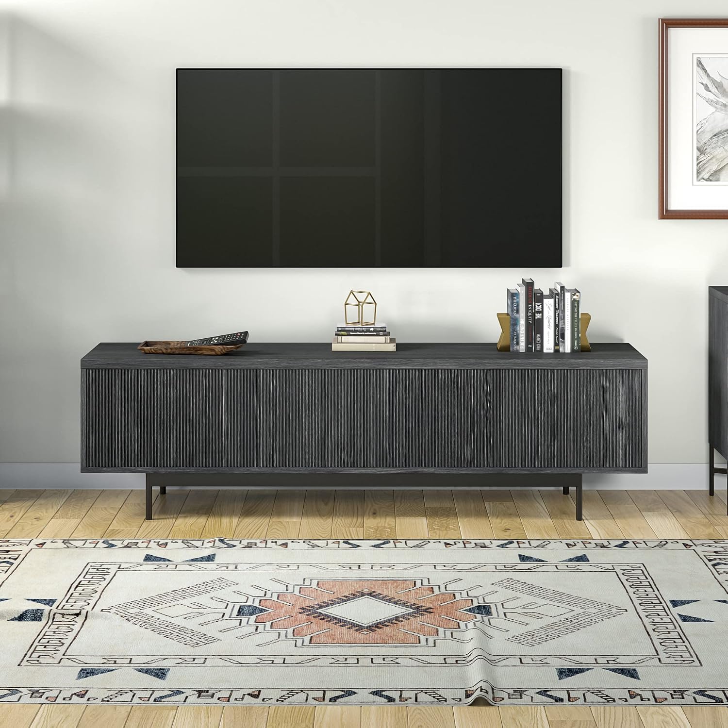Henn&Hart Whitman, 70'' Rectangular TV Stand, Charcoal Gray