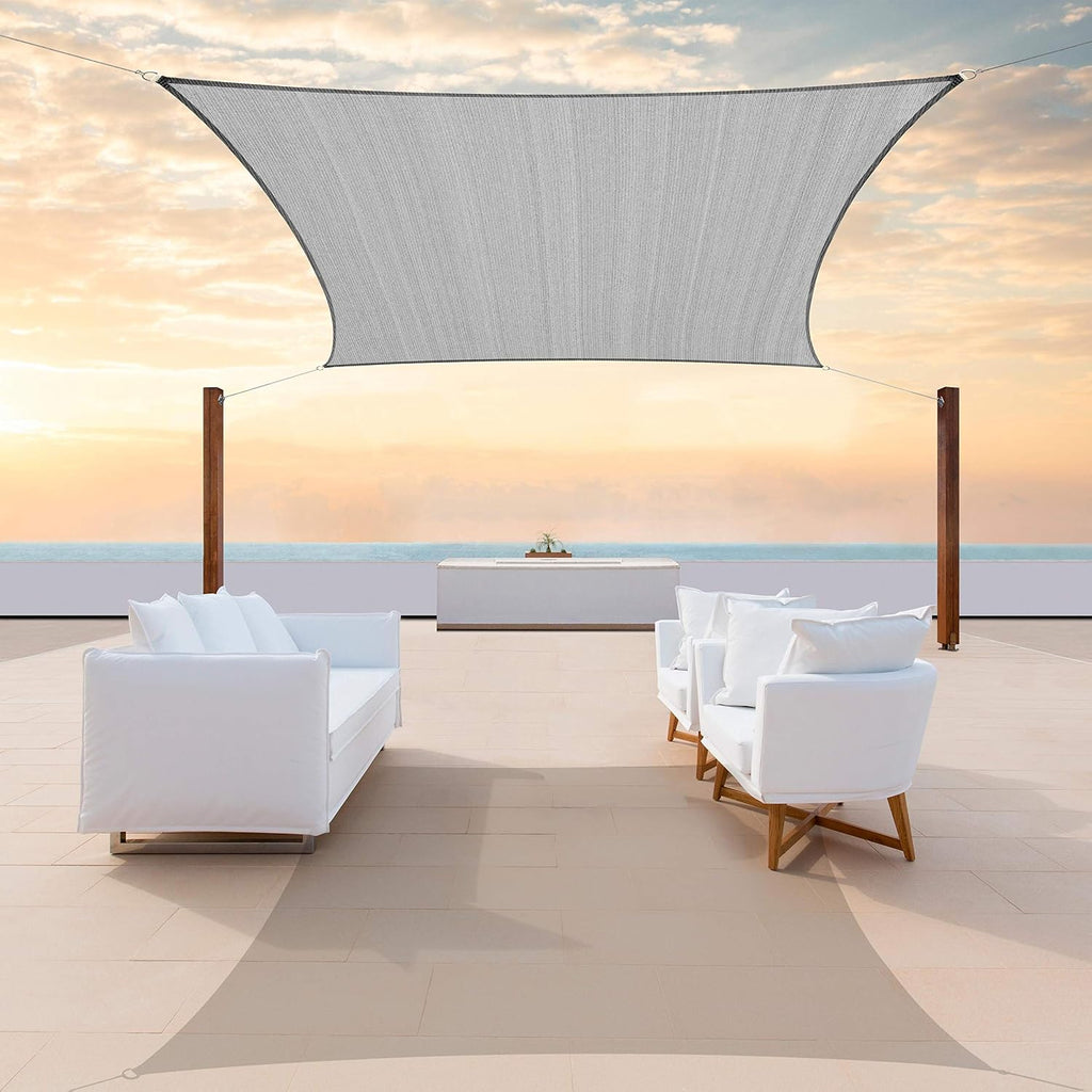 Colourtree CTAPR1220 Custom Size 14' x 15' Grey Sun Shade Sail Canopy UV Block UPF50  Rectangle - Commercial Standard Heavy Duty - 190 GSM - 3 Years Warranty