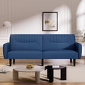 Futon Sofa Bed,75.8' Linen Fabric Comfy Futon Couch Bed,3 Seater Convertible Sleeper Sofa with Adjustable Backrests,Modern Folding Loveseat for Living Room,Office,Apartment,Bedroom,Blue