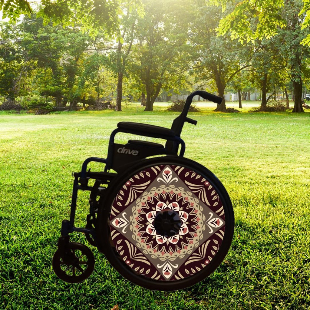 Wheelchair Memorial Day Wheel Covers, Accessories, Designer Covers, Mandala Lovers, Easy Install/Remove, Lightweight, Waterproof (Mandala Artistry)
