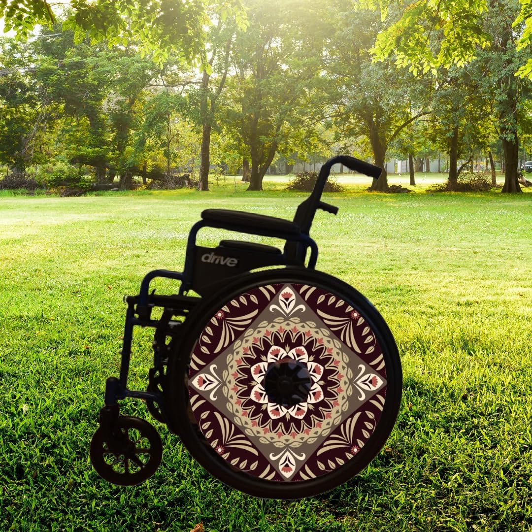 Wheelchair Memorial Day Wheel Covers, Accessories, Designer Covers, Mandala Lovers, Easy Install/Remove, Lightweight, Waterproof (Mandala Artistry)