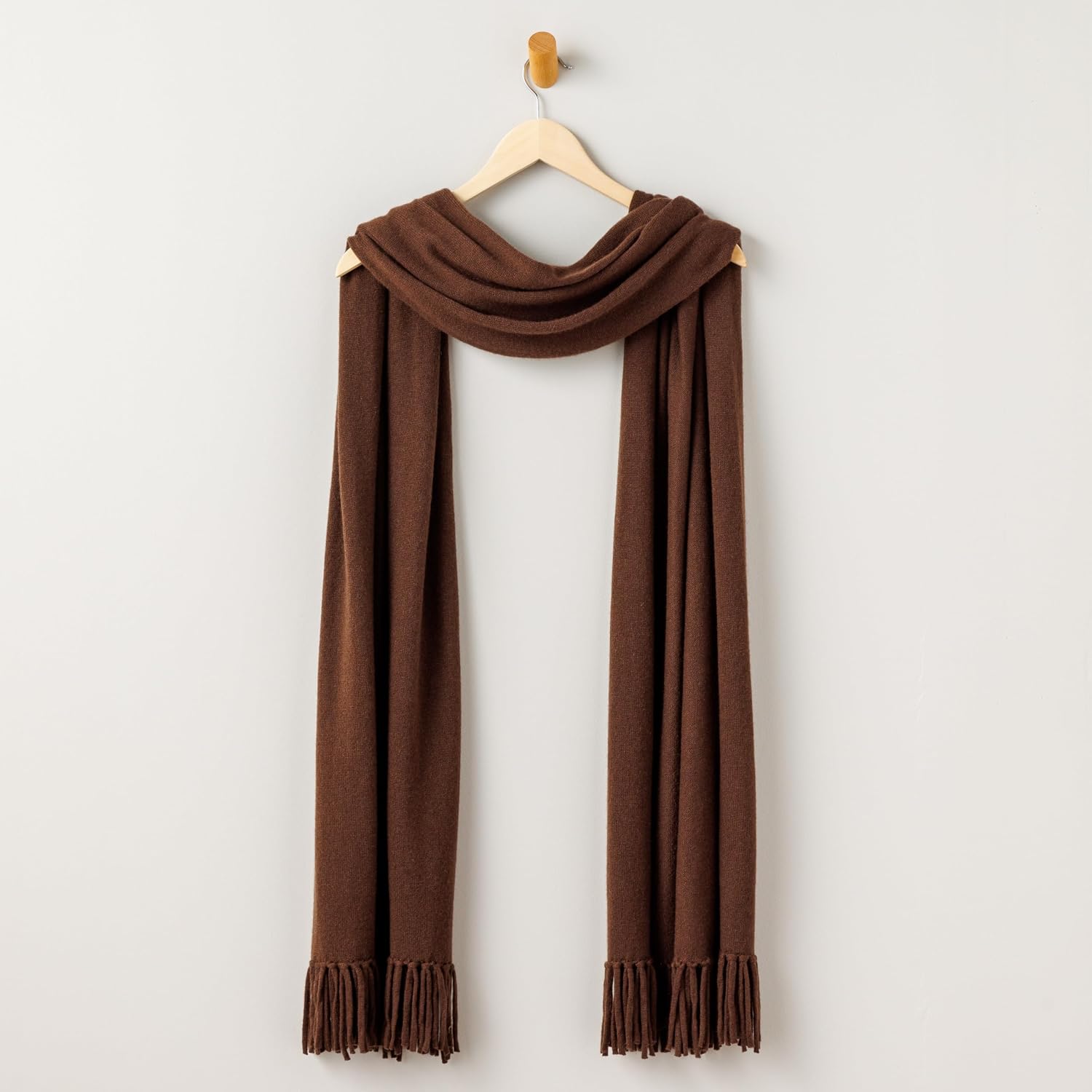 Fishers Finery Women's 100% Cashmere Knit Shawl Wrap with Fringe | Oversized 78' long by 28' wide
