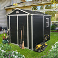 6x8 FT Outdoor Storage Shed, Resin Garden Shed with Thick Floor, Plastic Storage Shed with Window, Waterproof Outside Tool Shed with Lockable Hinged Doors for Backyard, Patio, Lawn, Black