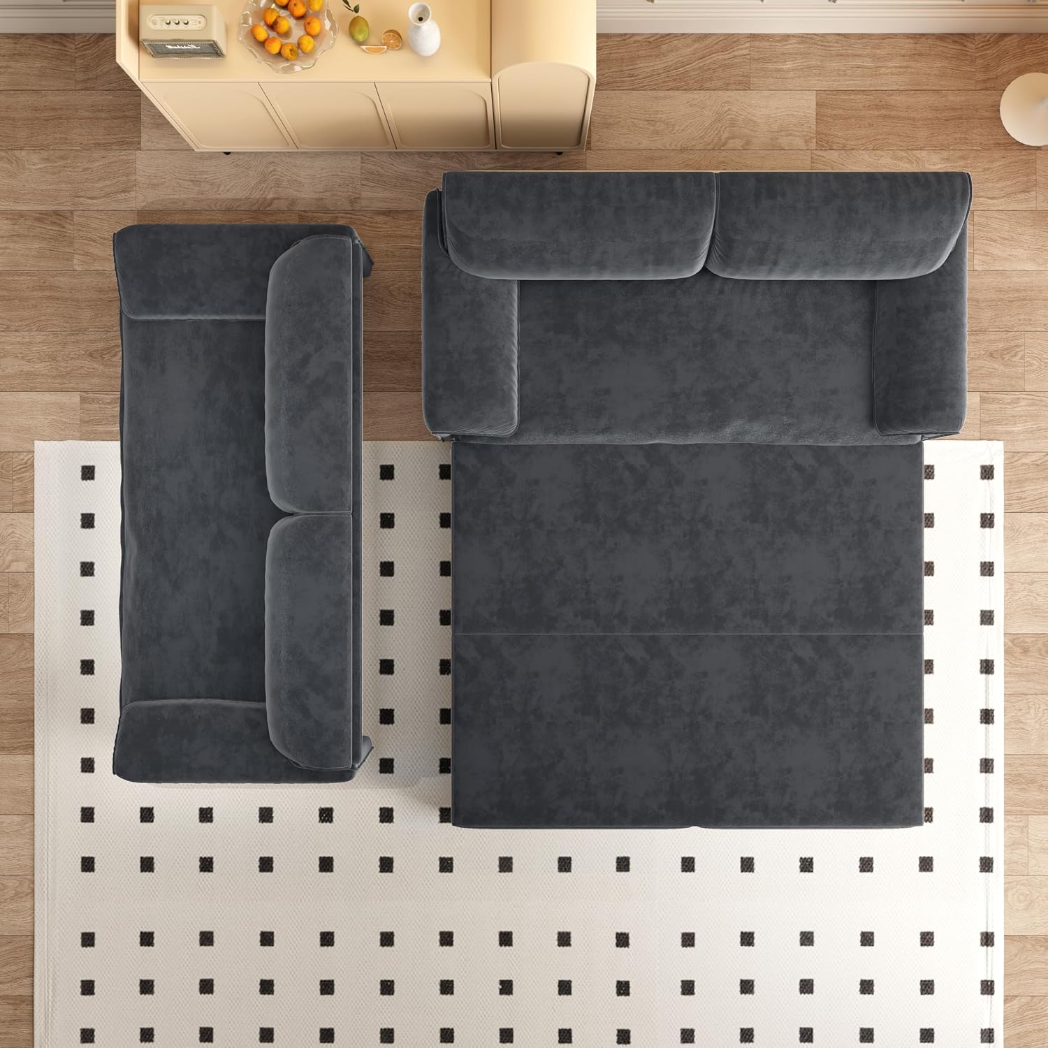 3 in 1 Convertible Queen Sleeper Sofa Bed Comfy Pull Out Futon Couch Bed 66' Modern Velvet Recliner Loveseat Sofa Multi-Functional Grey Cloud Couch for Living Room,Apartment,Office (Grey 66')