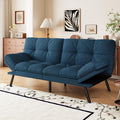 Convertible Futon Sofa Bed,71' Memory Foam Futon Couch,Detachable Cushion,Adjustable Backrest & Armrest,Linen Modern Loveseat Sleeper Recliner for Living Room,Office,Apartment,Royal Blue