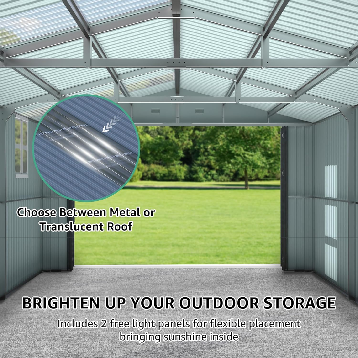 13x20ft Outdoor Storage Shed, Metal Storage Shed Heavy Duty, Large Garage Shed with 2 Doors 4 Vents 2 Translucent Roof
