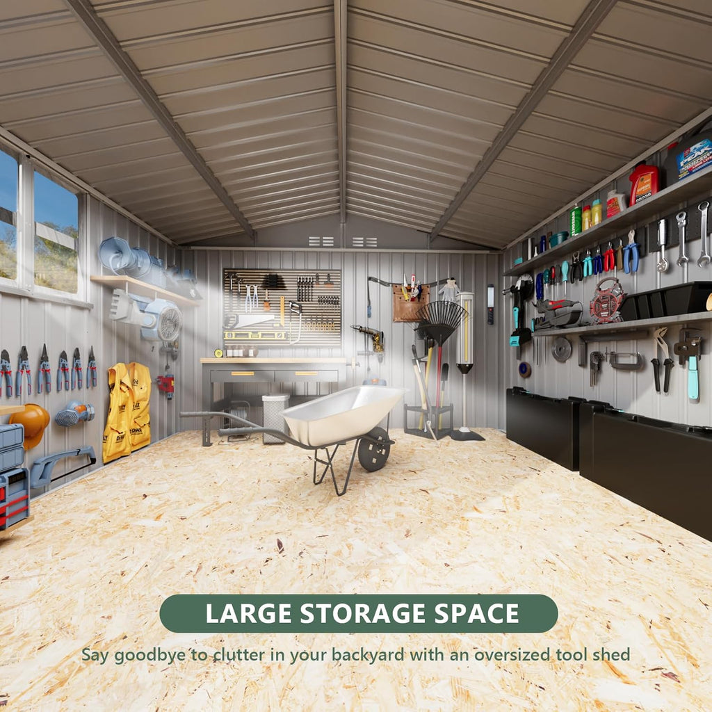 Metal Storage Shed 10x8 FT with Window,Outdoor Storage Building,Large Backyard Sheds,Waterproof Outside Storage Sheds