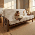 Matini Home Memory Foam Futon Mattress, Foldout Couch Futon Mattress - 6x54x74 (Beige) - Plush Faux Fur Fabric Comfortable and Heavy Duty Sofa Bed, Thick Corded Cushion for All (Frame NOT Included)