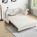 3-in-1 Convertible Sleeper Sofa Couch with Pullout Bed, Loveseat Sleeper Sofa Bed with Hidden Side Table, 56' Full Size Folding Futon Couch for Living Room Guest Room Apartment Home Office (Beige)